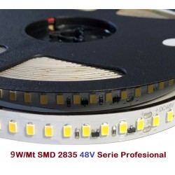 Tira LED Flexible 48V 9W/mt 150 Led/mt SMD 2835 IP20 Serie Profesional, Rollo 10 mts